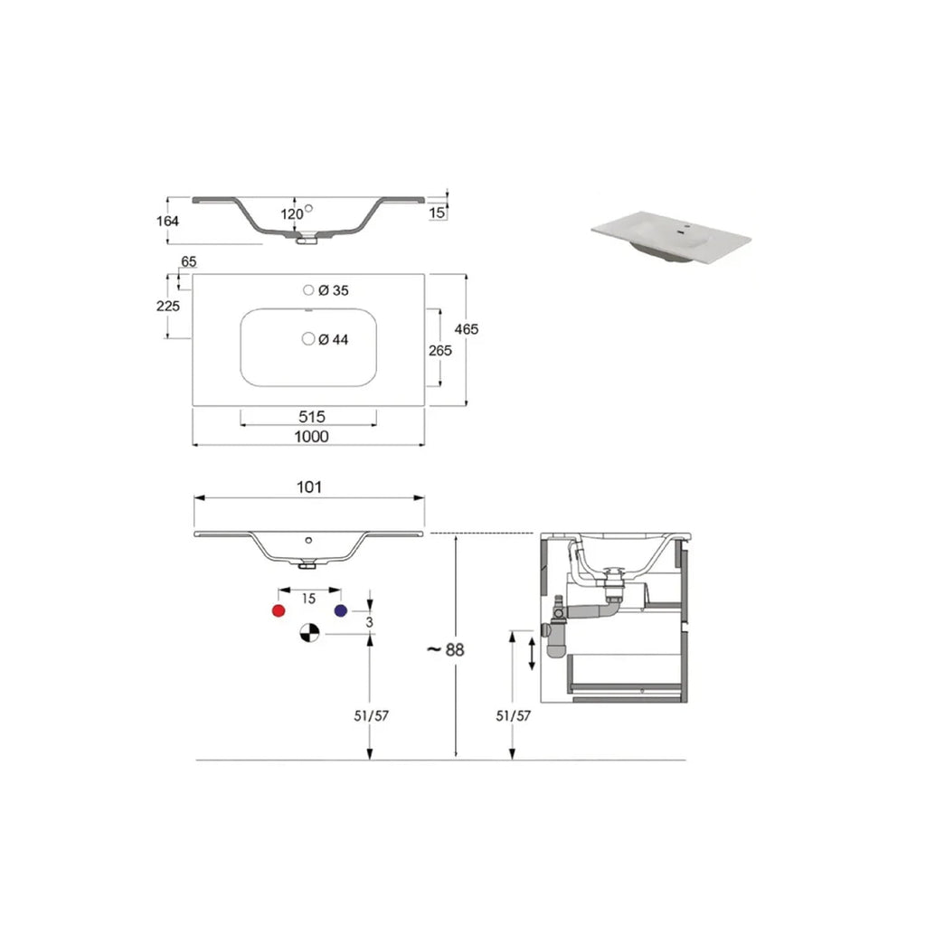 900213 - Mobile bagno sospeso 80 cm con lavabo e specchio - Collezione Revital Cubi&Co