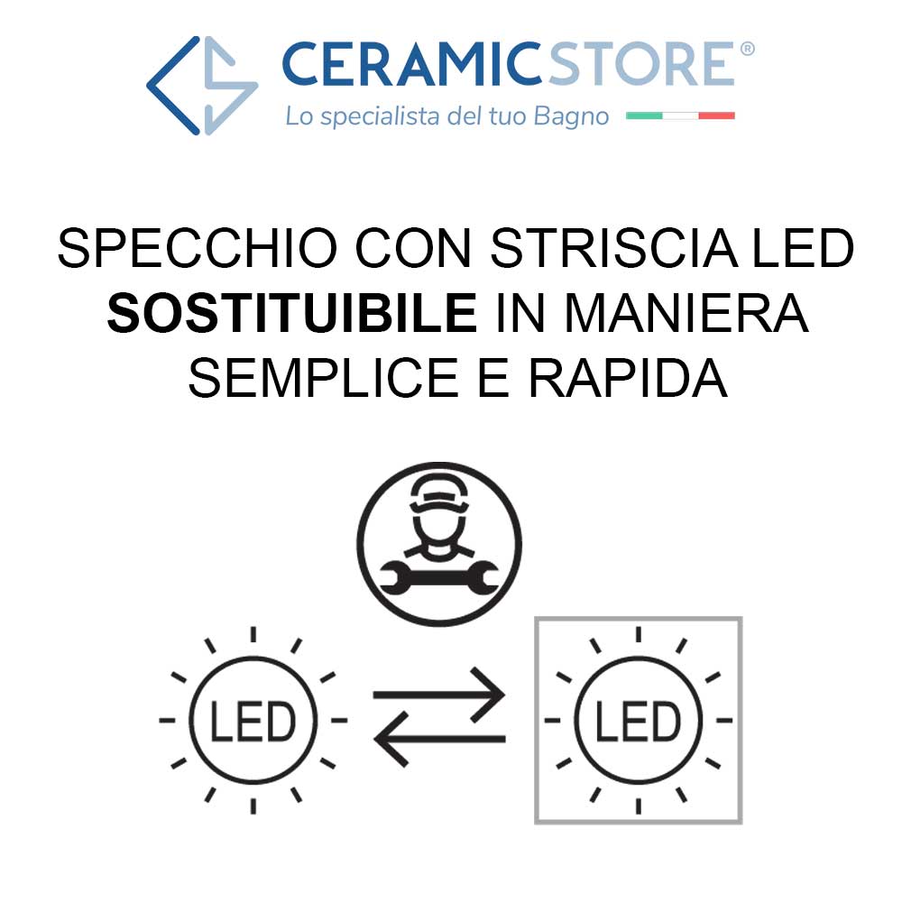  Mobile bagno in metallo nero con lavabo d'appoggio nero opaco e specchio led cm 80 top rovere naturale- Cubi&Co modello Destiny 4 by CeramicStore | Lo specialista del tuo bagno