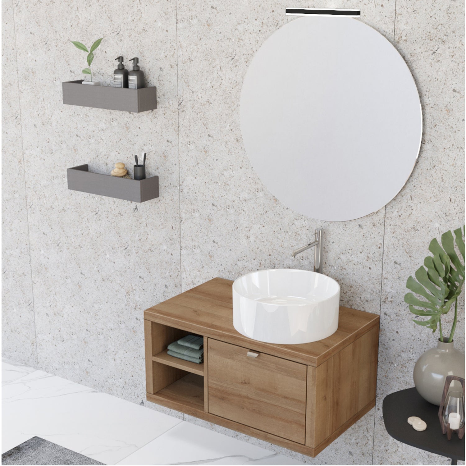 Composizione bagno sospesa Nyumba a 1 cassetto e vano a giorno con lavabo