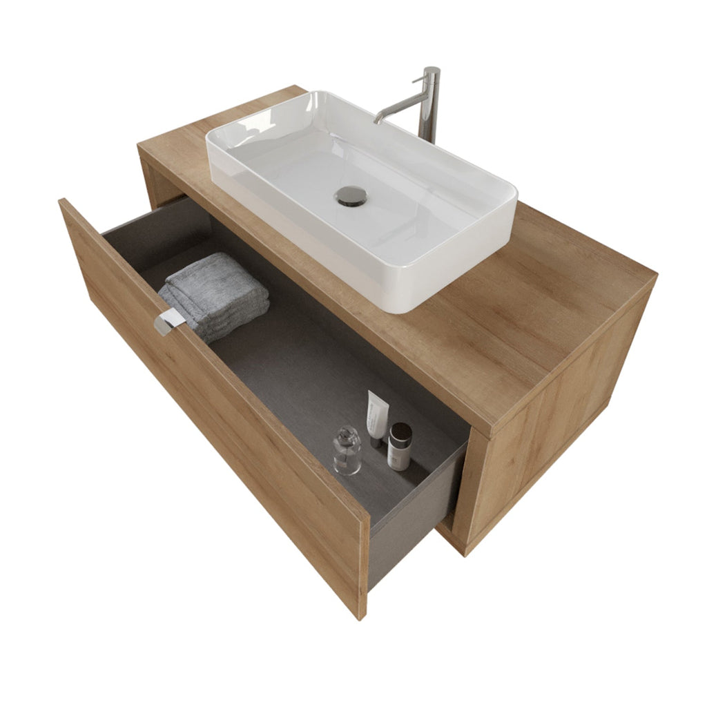  specchio e lampada LED 110x40 cm legno rovere by CeramicStore | Lo specialista del tuo bagno