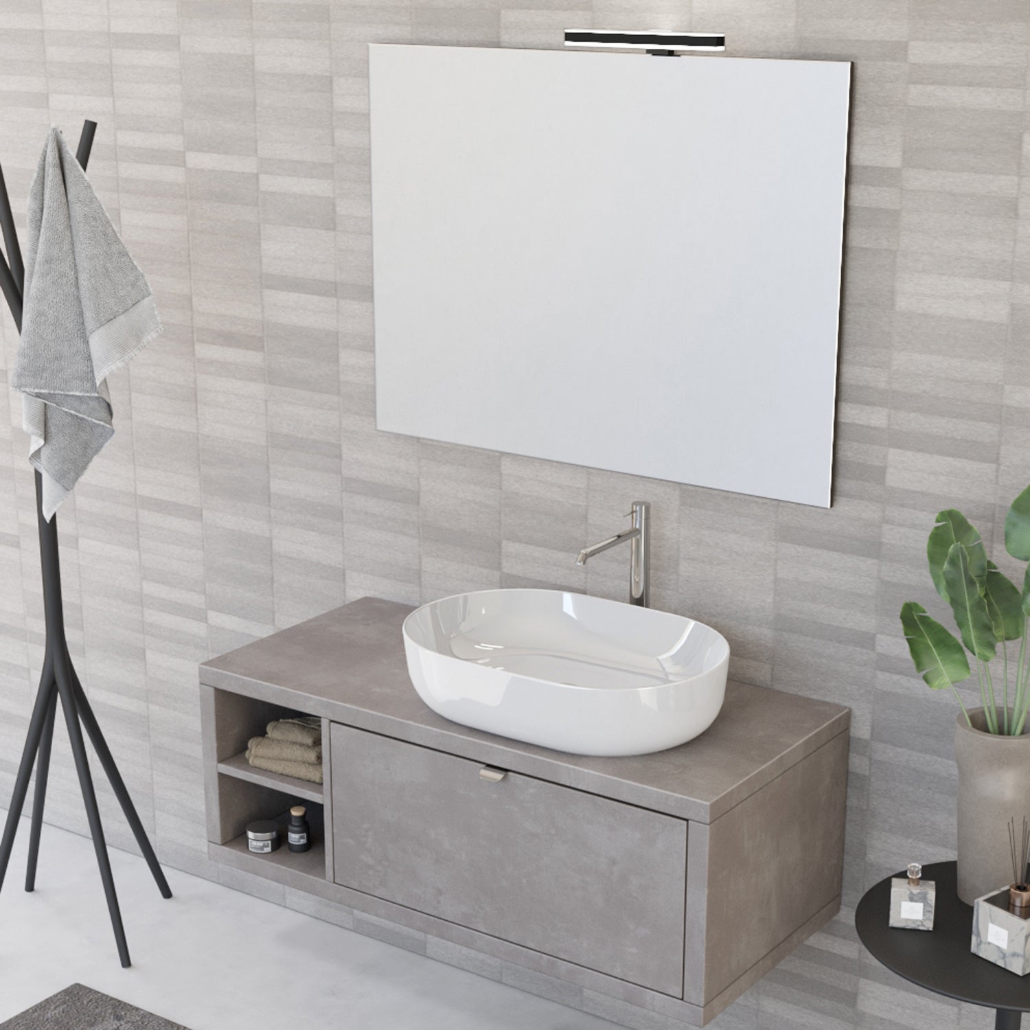 Composizione bagno sospesa Nyumba a 1 cassetto e vano a giorno con lavabo