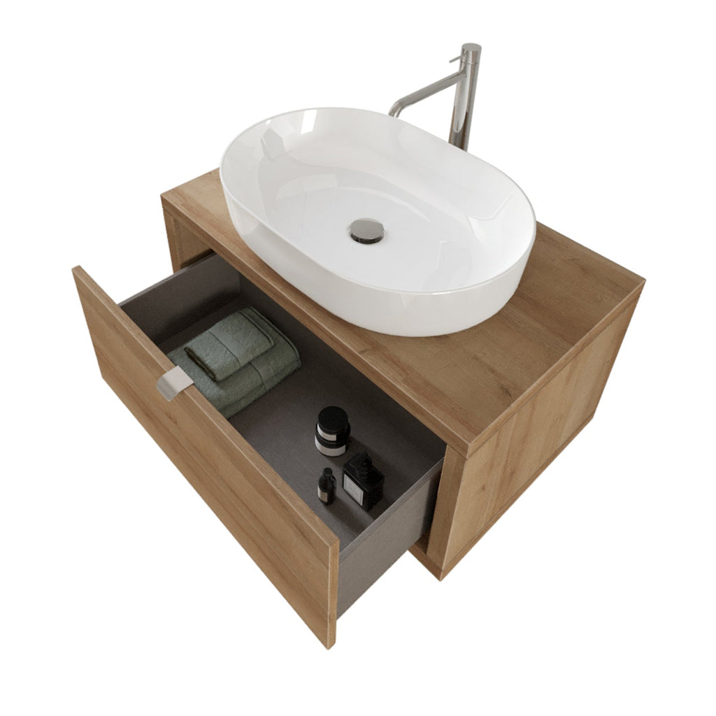  specchio e lampada LED 80x40 cm legno rovere by CeramicStore | Lo specialista del tuo bagno