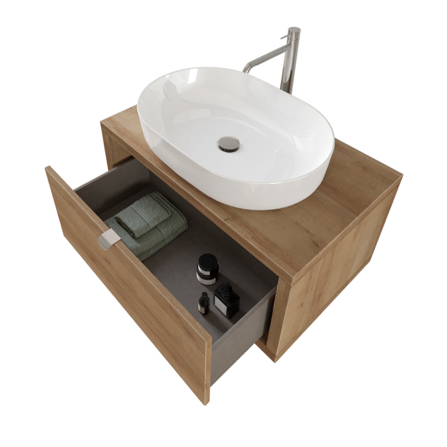  specchio e lampada LED 80x40 cm legno rovere by CeramicStore | Lo specialista del tuo bagno