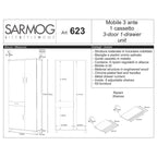  Mobile colonna a 3 ante e 1 cassetto con 6 ripiani finitura Olmo Chiaro by Sarmog by CeramicStore | Lo specialista del tuo bagno