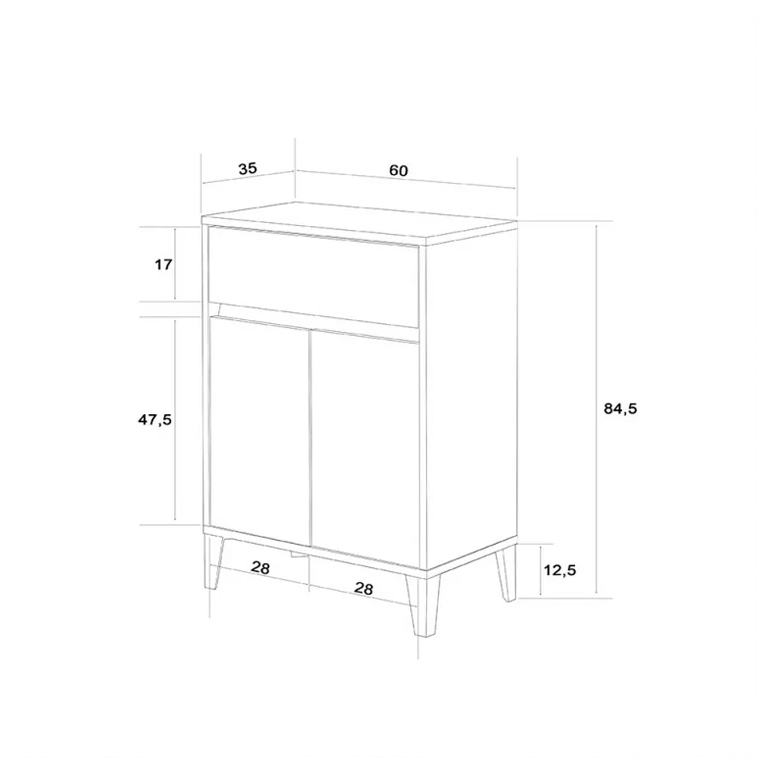 Base a due ante e un cassetto Cubi&Co serie Mondial 60x85x35 cm - Rovere scuro