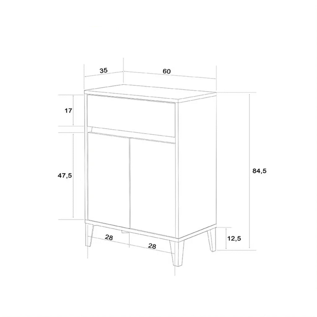 Base a due ante e un cassetto Cubi&Co serie Mondial 60x85x35 cm - Bianco