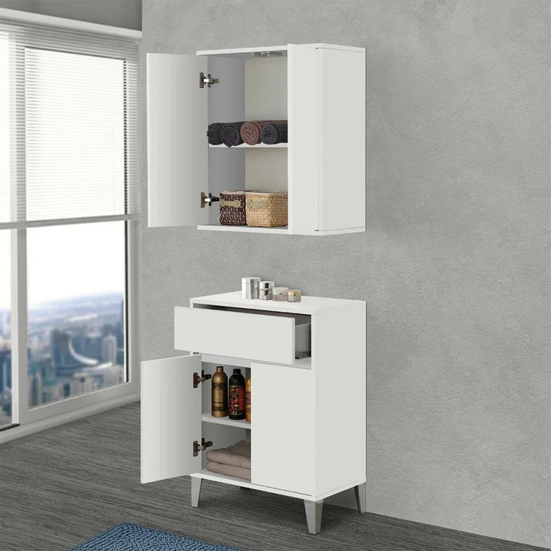 Base a due ante e un cassetto Cubi&Co serie Mondial 60x85x35 cm - Bianco