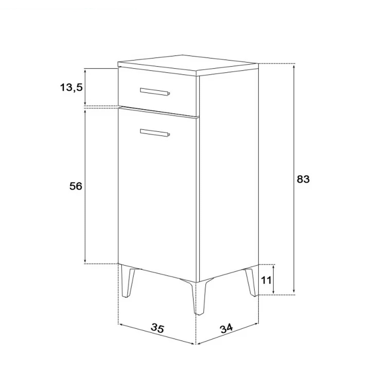 Base a un'anta e un cassetto Cubi&Co serie Star 35x83,5x34 cm - Bianco