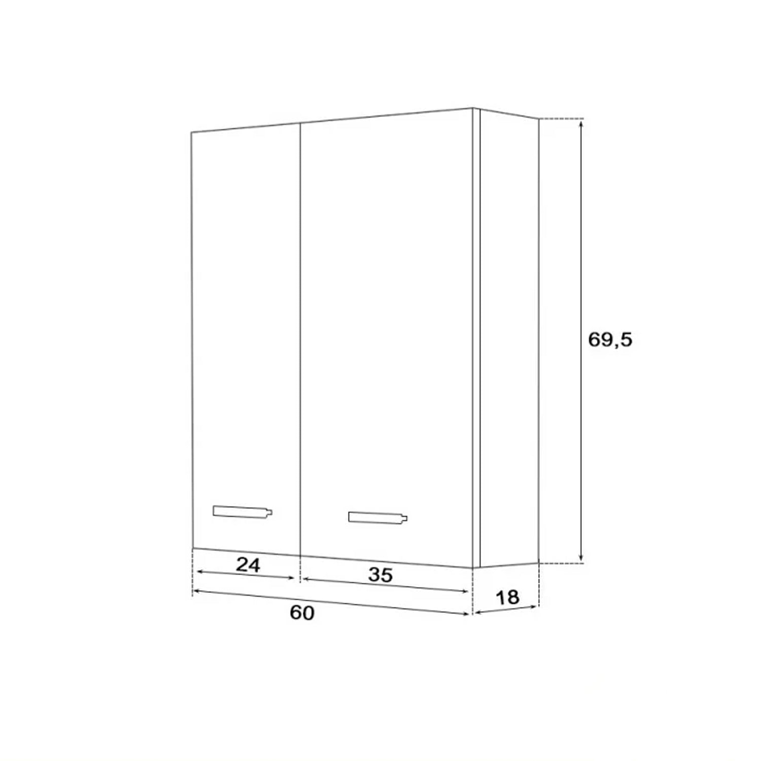 Pensile a due ante Cubi&Co serie Star con apertura tradizionale 60x70x18 cm - Larice