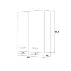 Pensile a due ante Cubi&Co serie Star con apertura tradizionale 60x70x18 cm - Bianco lucido