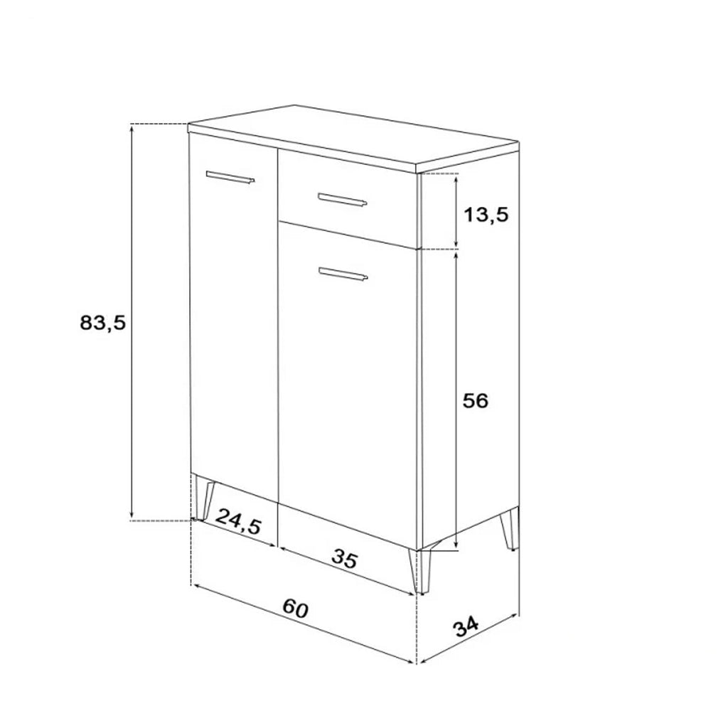 Base con due ante e un cassetto Cubi&Co serie Star 60x83,5x34 cm - Bianco