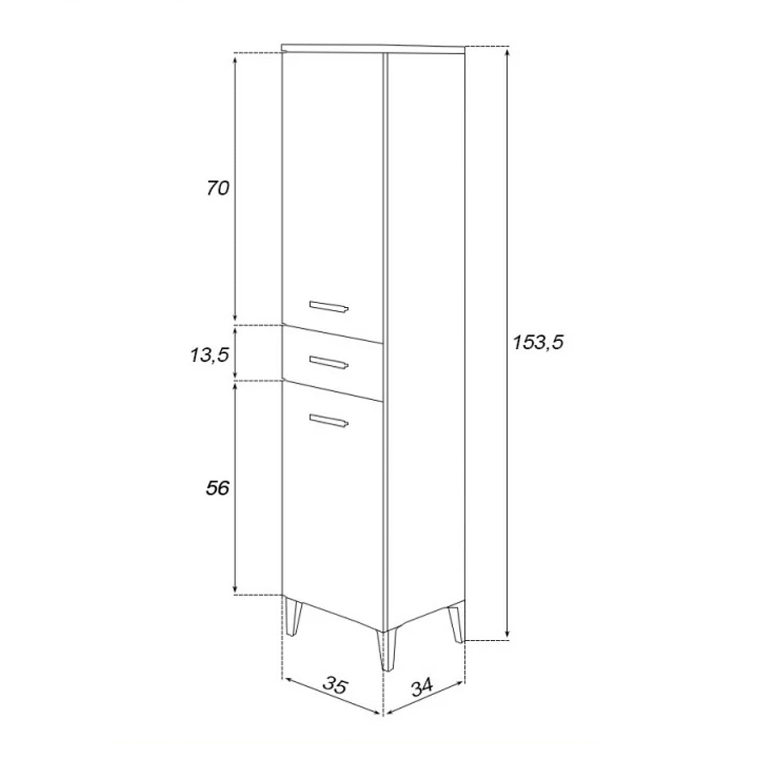 Colonna portasciugamani due ante e un cassetto Cubi&Co serie Star 35x154x34 cm - Larice