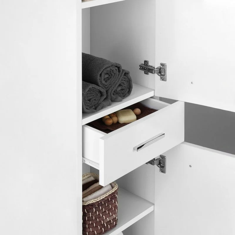 Colonna portasciugamani due ante e un cassetto Cubi&Co serie Star 35x154x34 cm - Bianco lucido