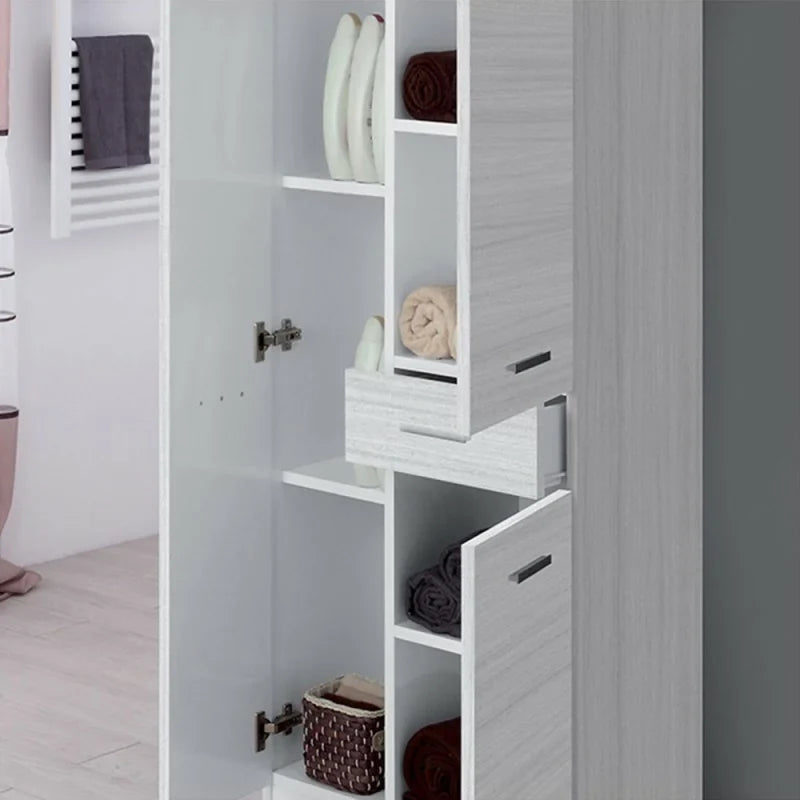 Colonna portasciugamani tre ante e un cassetto Cubi&Co serie Star 60x154x34 cm - Grigio