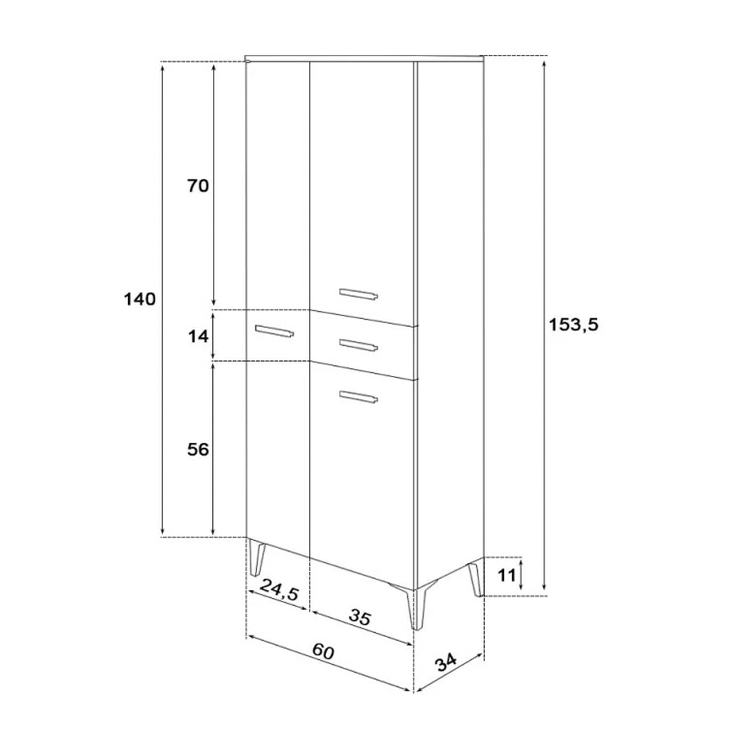 Colonna portasciugamani tre ante e un cassetto Cubi&Co serie Star 60x154x34 cm - Grigio