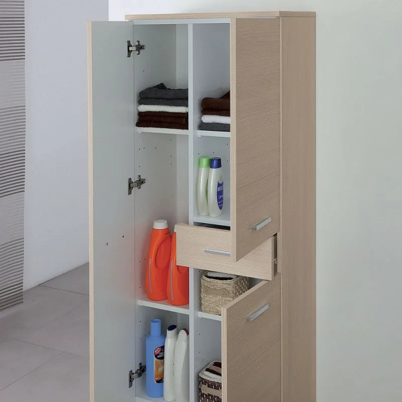 Colonna portasciugamani tre ante e un cassetto Cubi&Co serie Star 60x154x34 cm - Larice