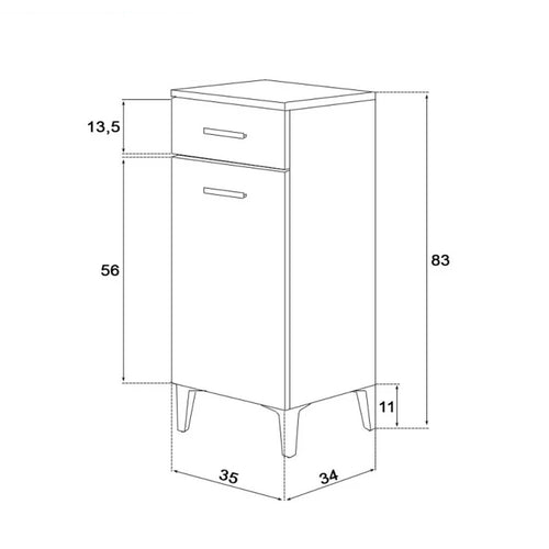 Base a un'anta e un cassetto Cubi&Co serie Star 35x83,5x34 cm - Rovere dolomite