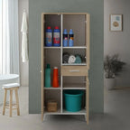 Colonna portasciugamani tre ante e un cassetto Cubi&Co serie Star 60x154x34 cm - Rovere dolomite