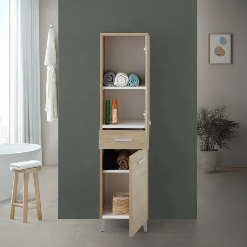 Colonna portasciugamani due ante e un cassetto Cubi&Co serie Star 35x154x34 cm - Rovere dolomite