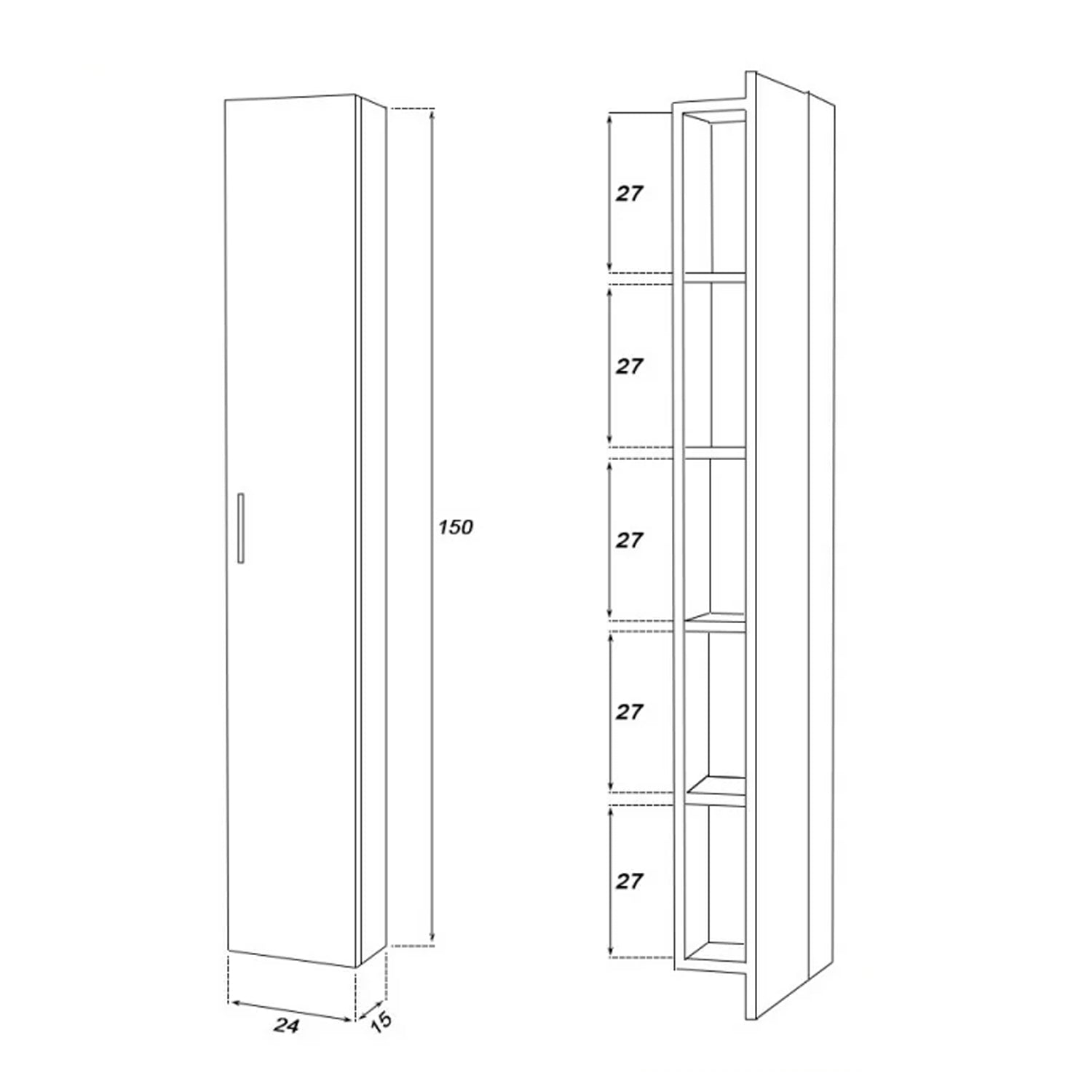 Pensile a un'anta lunga Cubi&Co serie Star 24x150x15 cm - Rovere dolomite