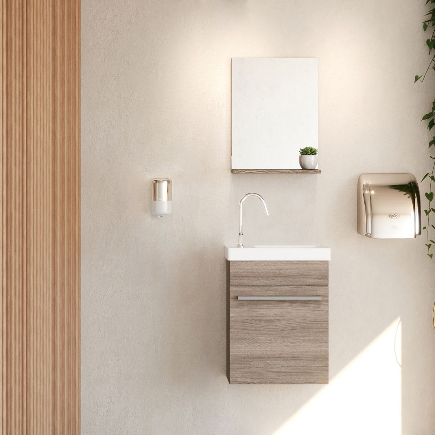 Mobile bagno con lavabo e specchiera Cubi&Co Pick - Rovere Fumo by CeramicStore | Lo specialista del tuo bagno
