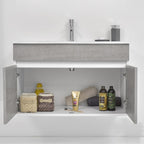 Composizione bagno sospesa Cubi&Co Favola 90 cm con lavabo e specchio - Bianco/Cemento