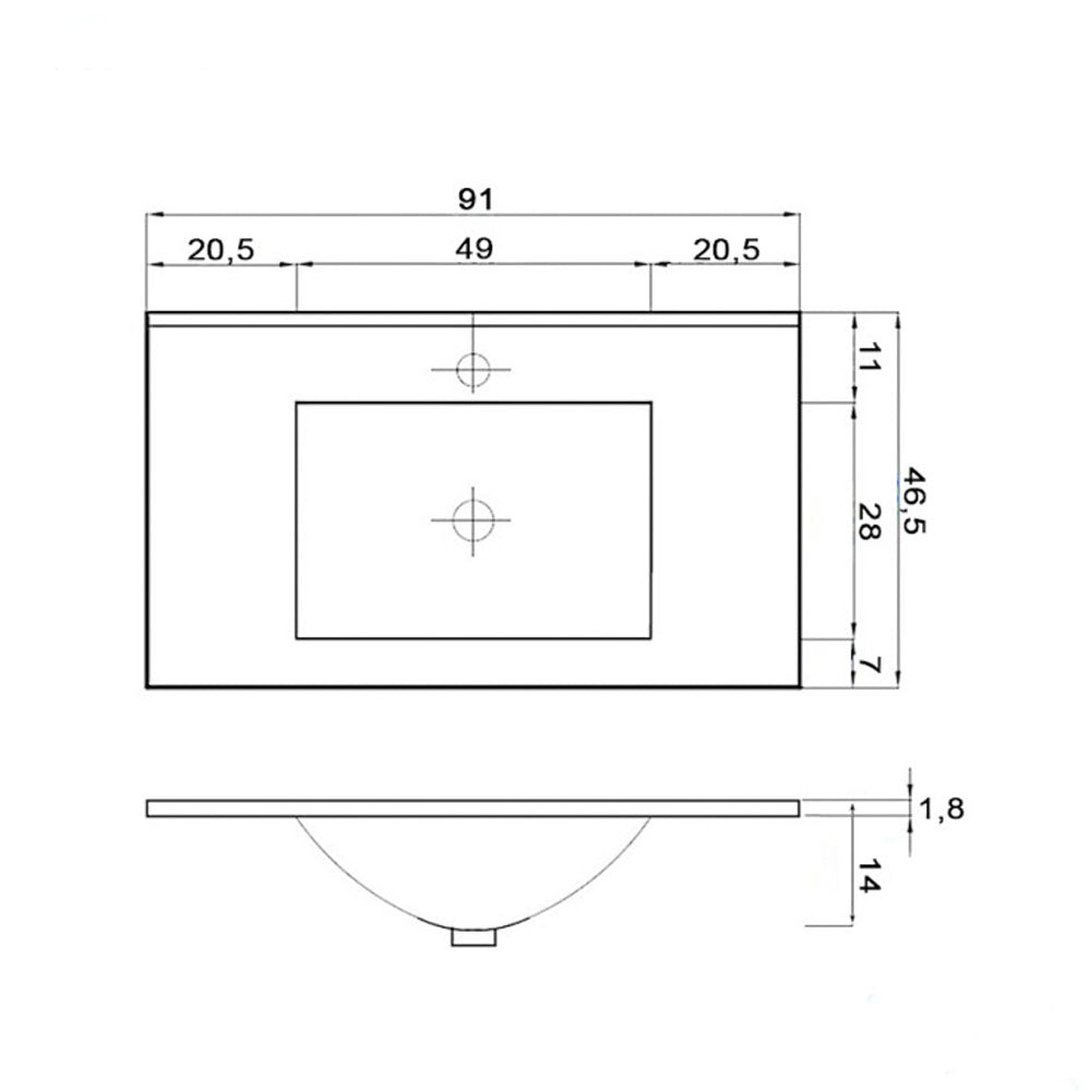 Composizione bagno sospesa Cubi&Co Favola 90 cm con lavabo e specchio - Bianco/Cemento