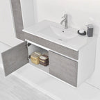 Composizione bagno sospesa Cubi&Co Favola 90 cm con lavabo e specchio - Bianco/Cemento