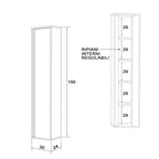 Pensile bagno sospeso Favola 30x150 cm con anta soft-close - Bianco/Cemento