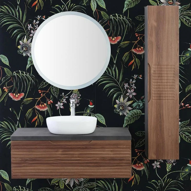 Pensile con anta Cubi&Co serie Mount 30x150x24 cm - Noce canaletto/ardesia