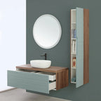 Pensile con anta Cubi&Co serie Hill 30x150x24 cm - Noce canaletto/Verde salvia