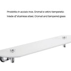  Mensola 52 cm in Vetro temperato Genziana di Gedy - Cromato