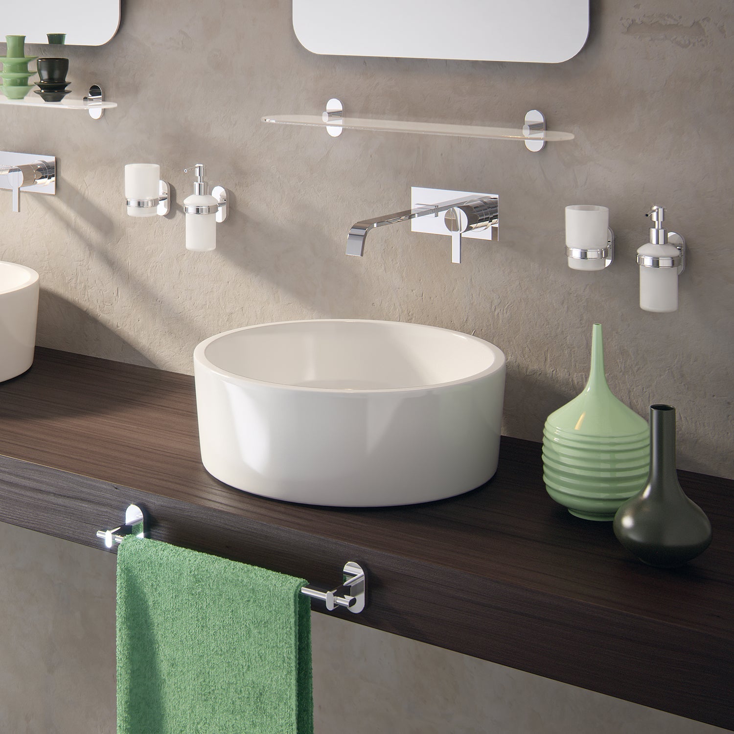  Mensola 60 cm in vetro temperato Gedy serie Febo - Cromato