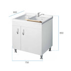 Lavatoio con mobile in nobilitato e due vasche BathCore 75x60 cm - Bianco