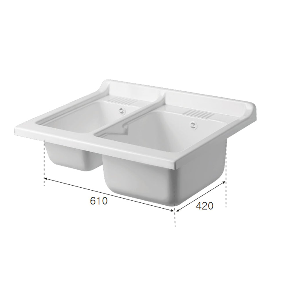 Lavatoio con mobile in nobilitato e due vasche BathCore 75x60 cm - Bianco