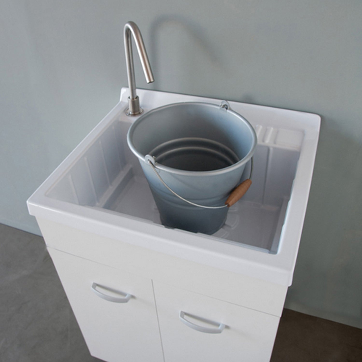 Lavatoio in nobilitato con vasca in ABS BathCore 45x50 cm - Bianco