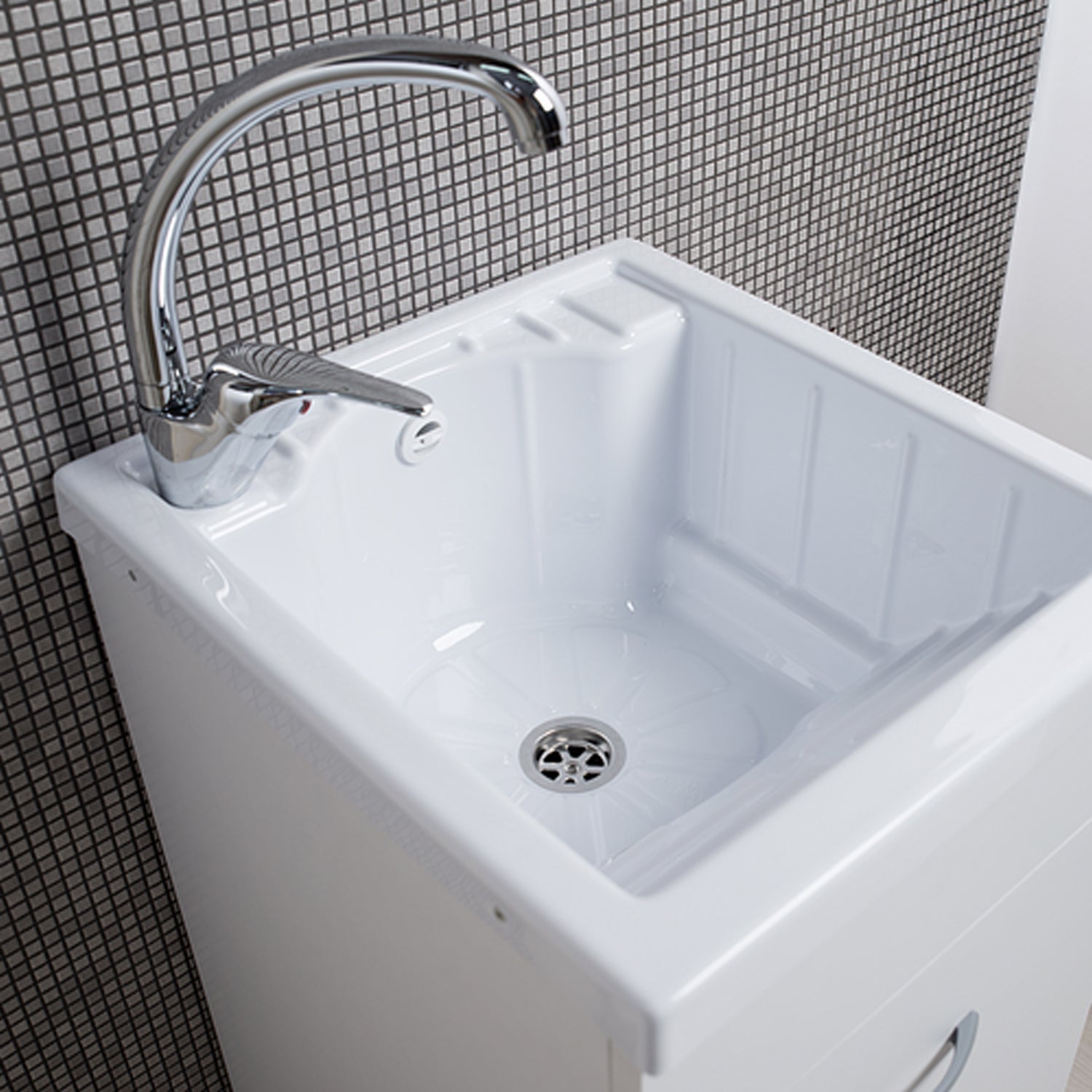 Lavatoio in nobilitato con vasca in ABS BathCore 45x50 cm - Bianco