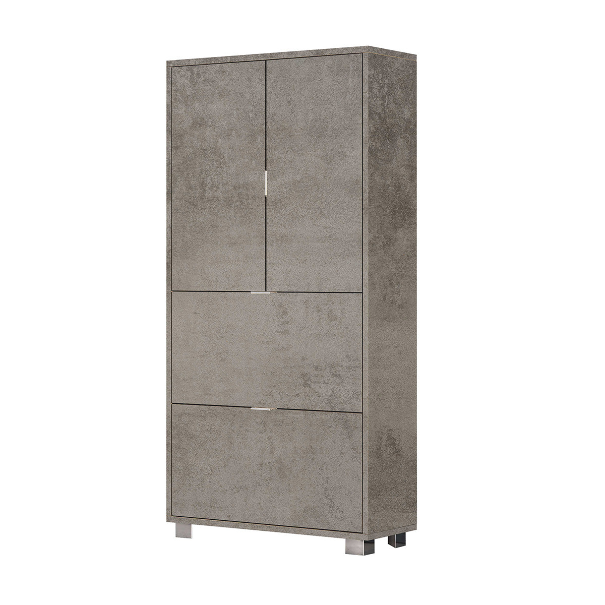 Armadio scarpiera multiuso Cubi&Co con 2 ribalte e 2 ante in nobilitato 76x155x30 cm - Cemento