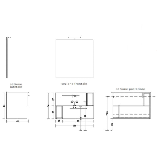 Mobile bagno sospeso L. 80 cm Cubi&Co - Antracite/Bianco Venato
