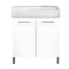 Mobile lavatoio 2 ante in materiale melaminico con lavabo in ceramica e piedini abs cromati. Variante Bianco Classico Misure cm 75x51 by CeramicStore | Lo specialista del tuo bagno