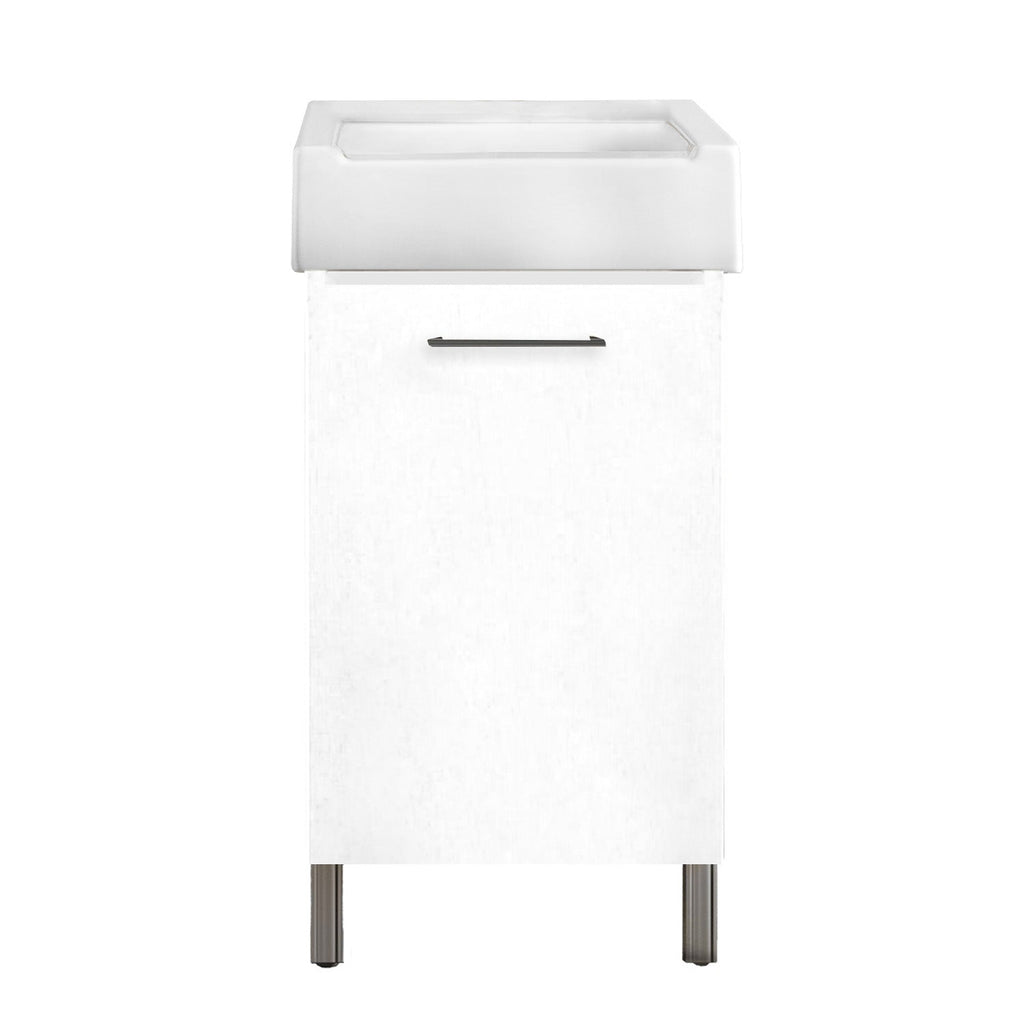 Mobile lavatoio 1 anta in materiale melaminico con lavabo in ceramica e piedini abs cromati. Variante Bianco Classico Misure cm 51x51