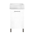 Mobile lavatoio 1 anta in materiale melaminico con lavabo in ceramica e piedini abs cromati. Variante Bianco Classico Misure cm 51x51