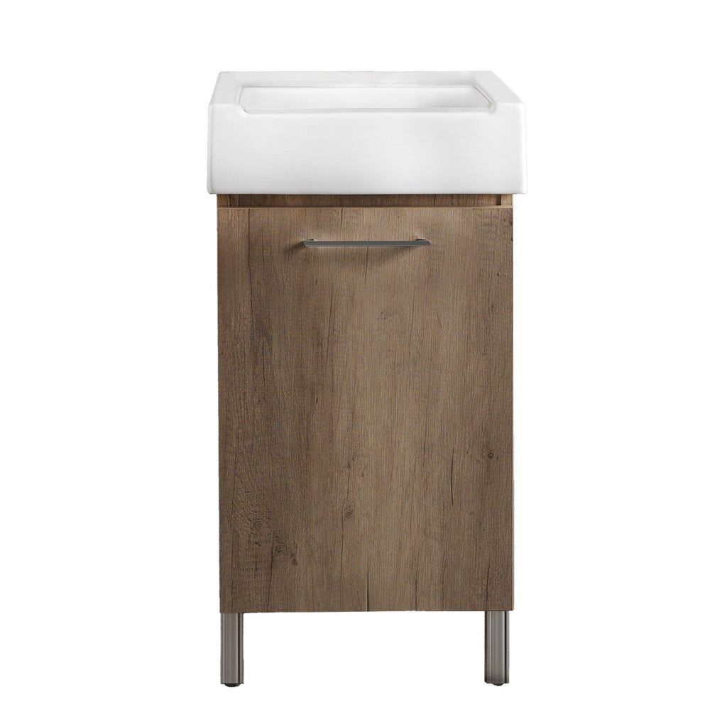 Mobile lavatoio 1 anta in materiale melaminico con lavabo in ceramica e piedini abs cromati. Variante Olmo Montano Misure cm 51x51