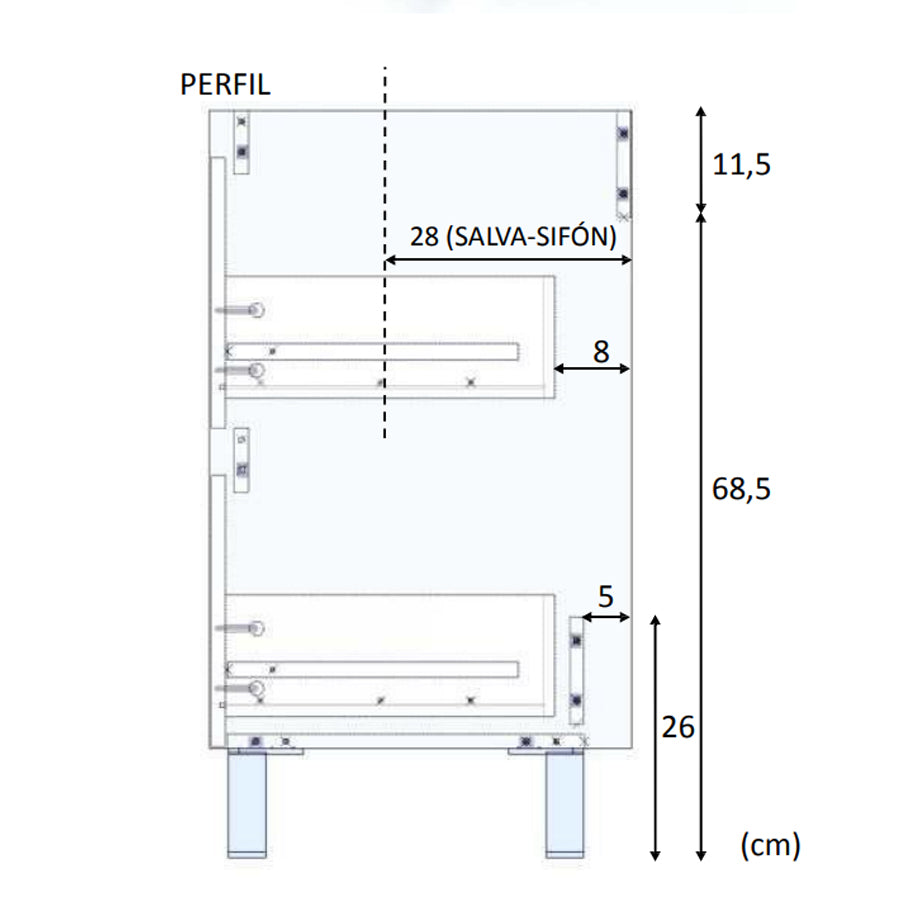Mobile bagno Shibumi in melaminico 2 cassetti specchio e lavabo