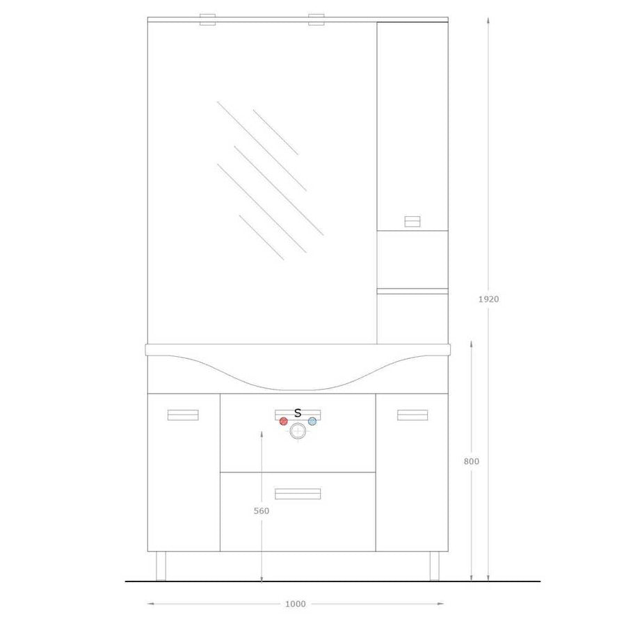 Mobile bagno "Cute" in truciolare idrorepellente Colore bianco pino spazzolato