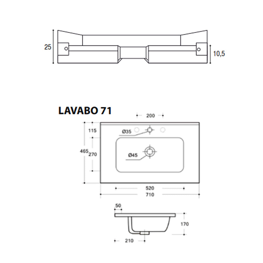  Mobile bagno sospeso in nobilitato Only con 1 cassetto top in ceramica e specchio. Colore Olmo naturale by CeramicStore | Lo specialista del tuo bagno