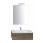 Mobile bagno sospeso Only in nobilitato con 1 cassetto top in ceramica e specchio. Colore Olmo naturale by CeramicStore | Lo specialista del tuo bagno