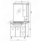 Mobile bagno con lavabo e specchio bianco lucido cm 86