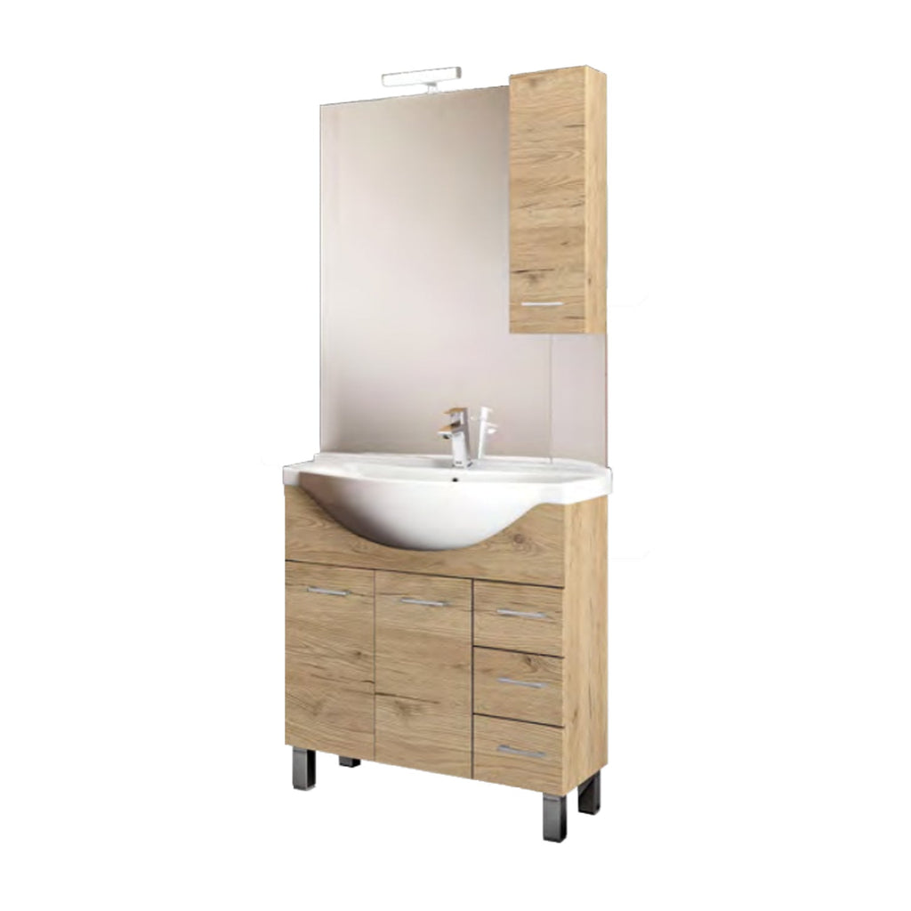 Lavabo 75 e Specchiera finitura Quercia Naturale by CeramicStore | Lo specialista del tuo bagno