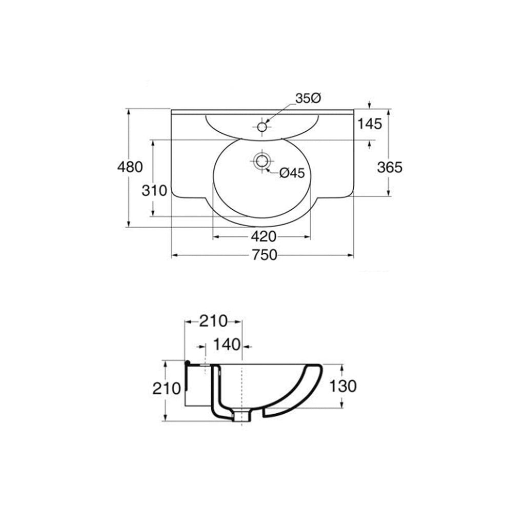  Mobile bagno modello Arianna con base 2 ante + Lavabo 75 + Specchiera finitura Olmo Bianco by CeramicStore | Lo specialista del tuo bagno